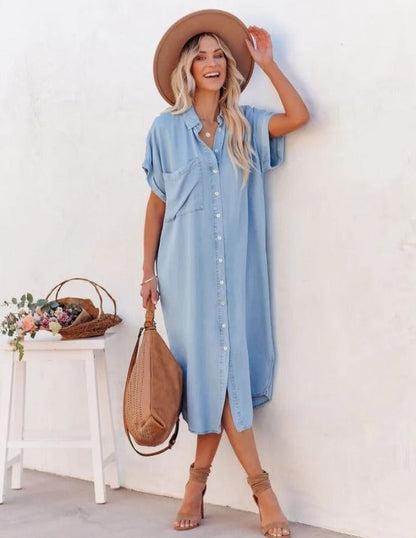 Dress for Women – Shirt Dress – Relaxed Fit – Button Closure – Light and Breathable