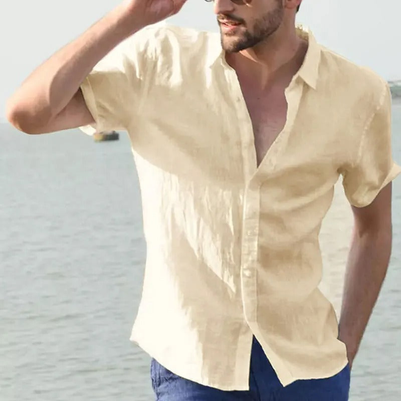 Men's Shirt with Short Sleeves – Relaxed Fit – Breathable – Button Closure
