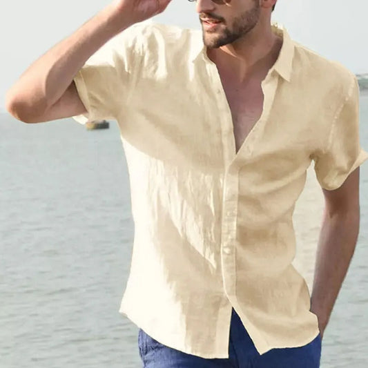 Men's Shirt with Short Sleeves – Relaxed Fit – Breathable – Button Closure