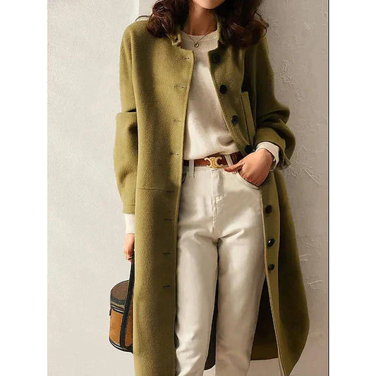 Women's Coat - Long Elegant Silhouette - Wide Lapels - Comfortable Loose Fit