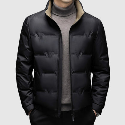 Oscar Quilted Puffer Jacket | Contrast Collar Hip-Length Jacket