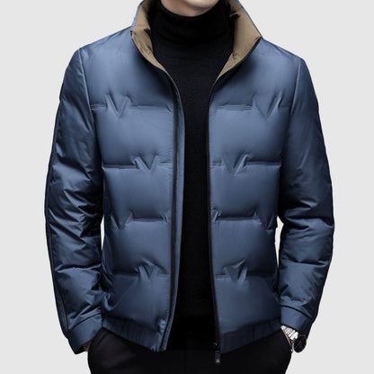 Oscar Quilted Puffer Jacket | Contrast Collar Hip-Length Jacket