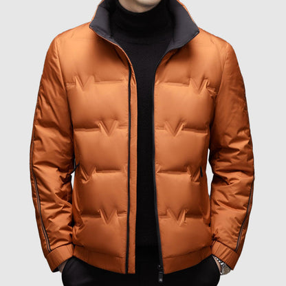 Oscar Quilted Puffer Jacket | Contrast Collar Hip-Length Jacket