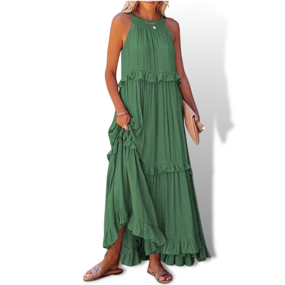 Women's Maxi Dress – Loose Fit – Sleeveless Halterneck – Light and Breathable Design