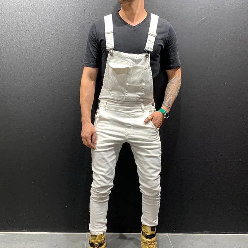 Herre Overalls - Slankt Tapered Fit - Justerbare Stropper - Holdbart Twillmateriale