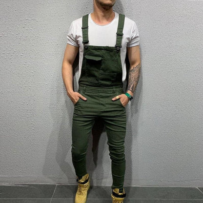 Herre Overalls - Slankt Tapered Fit - Justerbare Stropper - Holdbart Twillmateriale