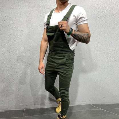 Herre Overalls - Slankt Tapered Fit - Justerbare Stropper - Holdbart Twillmateriale