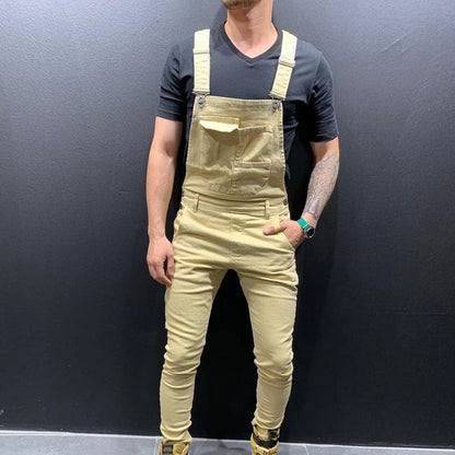 Herre Overalls - Slankt Tapered Fit - Justerbare Stropper - Holdbart Twillmateriale