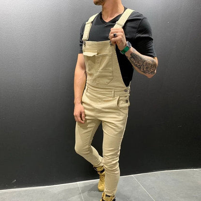 Herre Overalls - Slankt Tapered Fit - Justerbare Stropper - Holdbart Twillmateriale