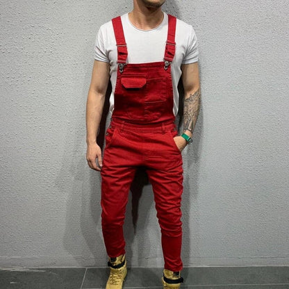 Herre Overalls - Slankt Tapered Fit - Justerbare Stropper - Holdbart Twillmateriale