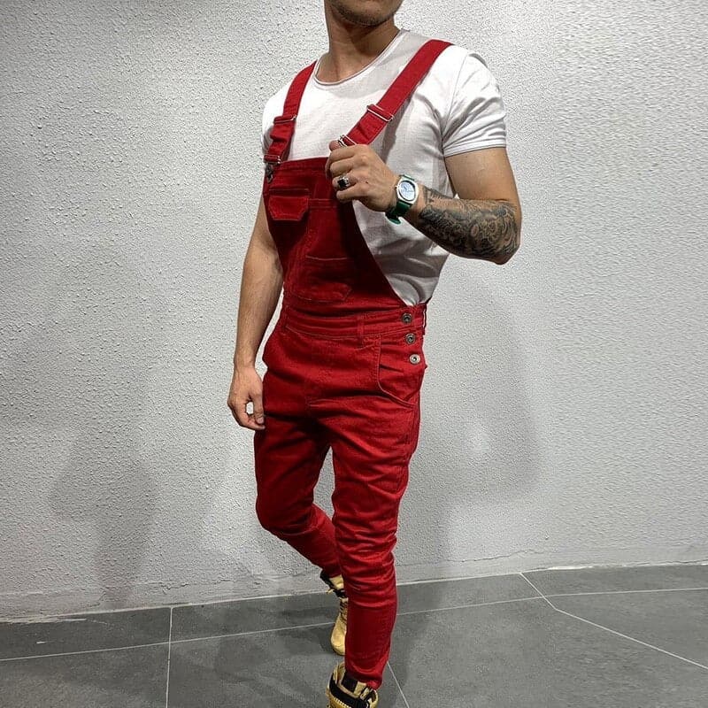 Herre Overalls - Slankt Tapered Fit - Justerbare Stropper - Holdbart Twillmateriale