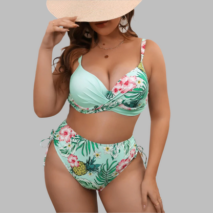 Women's Bikini Set – High Waist – Twist Front – Adjustable Straps – Side Tie Strings
