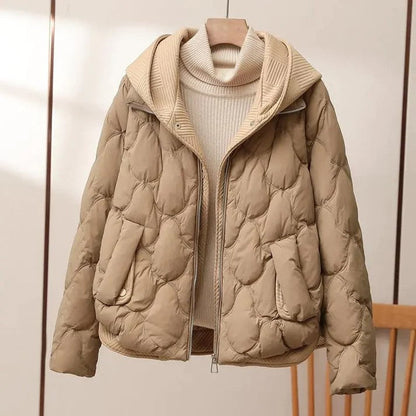 Women’s Jacket - Quilted Fabric - Oversized Fit - High Collar - Hip Length