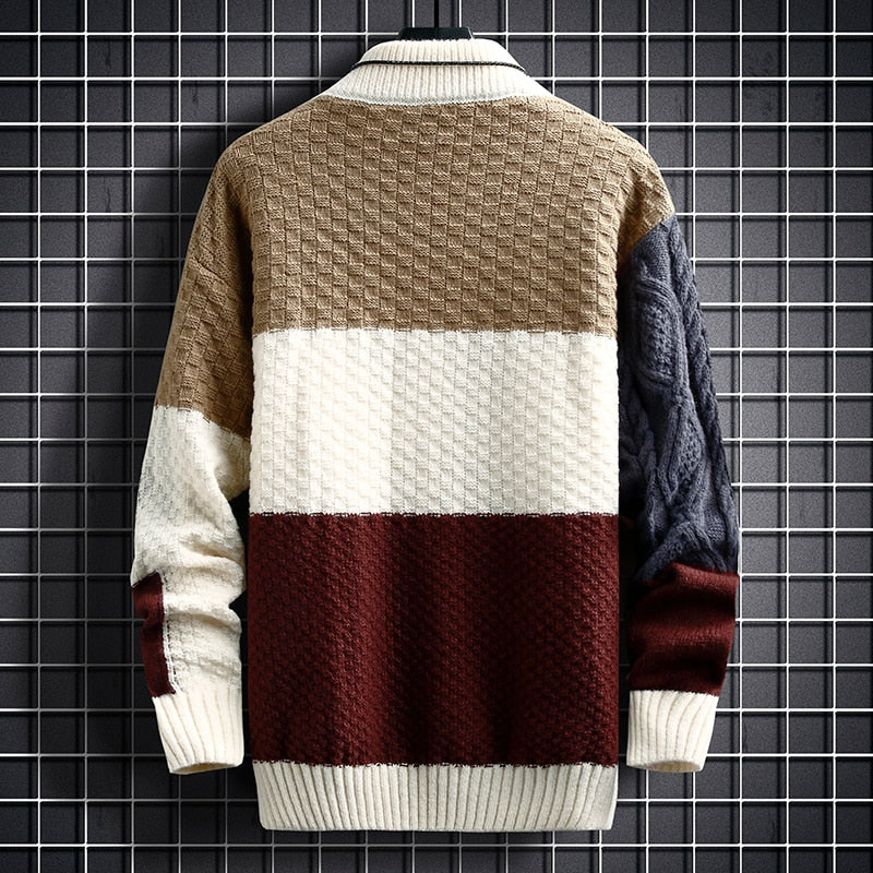 Cozy Colorblock Striksweater til Mænd - Varm og Stilfuld Komfort