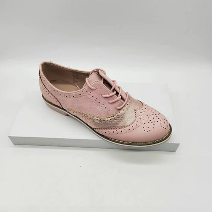 Dame Brogues Sko - Ægte Læder - Klassisk Snørelukning - Elegant Perforeret Design