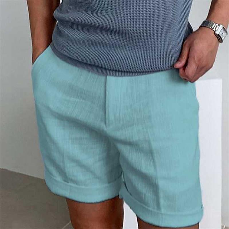 Men's Shorts – Relaxed Fit – Natural Fibers – Rolled-Up Legs – Breathable Design