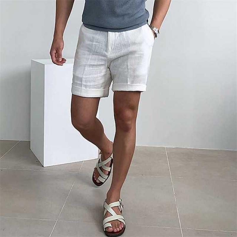 Men's Shorts – Relaxed Fit – Natural Fibers – Rolled-Up Legs – Breathable Design