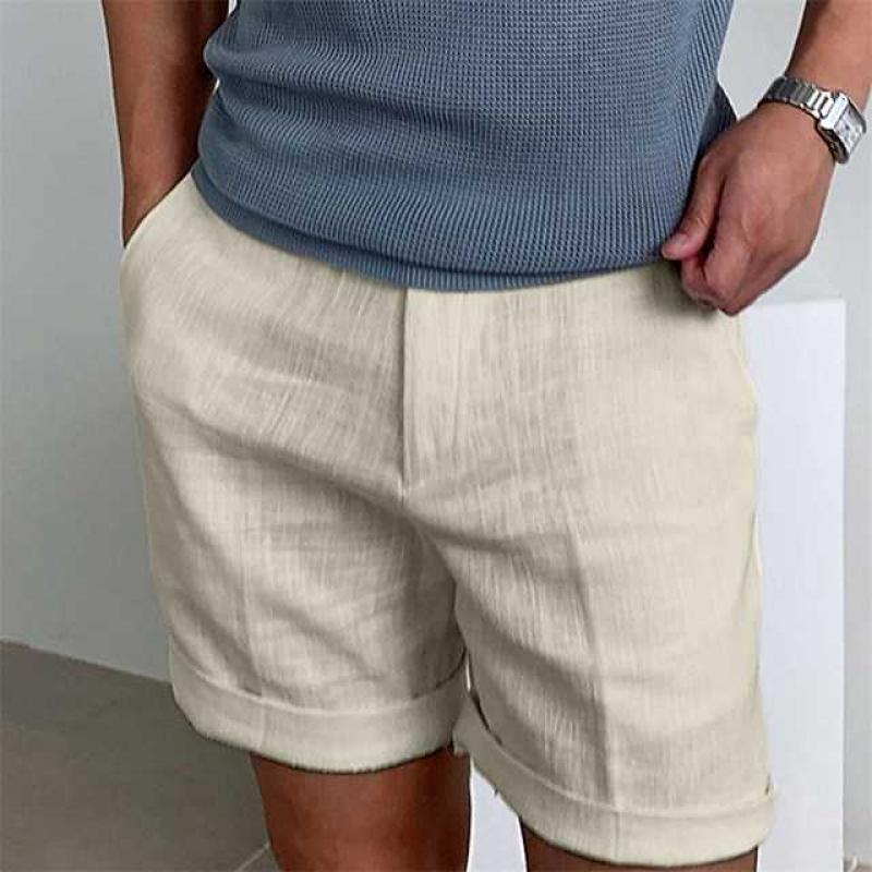Herre Shorts – Afslappet Pasform – Linned – Oprullede Ben – Åndbart Til Hverdagsbrug