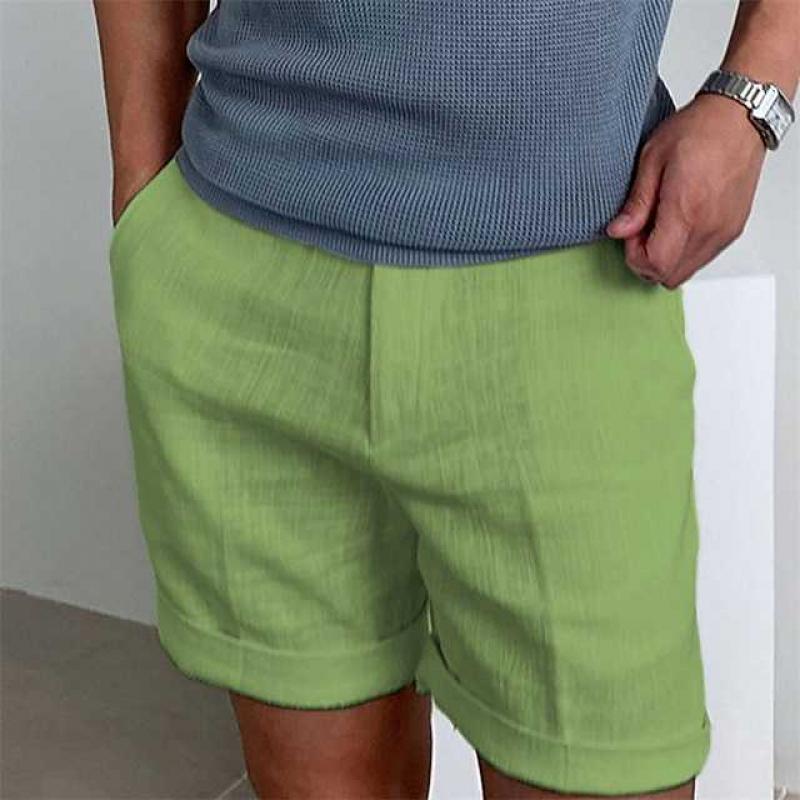 Herre Shorts – Afslappet Pasform – Linned – Oprullede Ben – Åndbart Til Hverdagsbrug