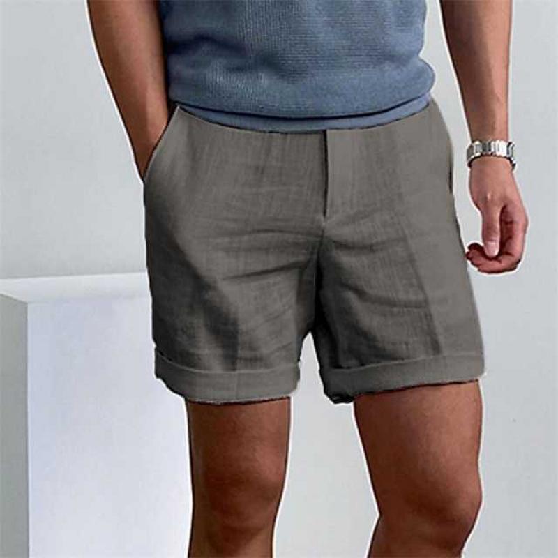 Herre Shorts – Afslappet Pasform – Linned – Oprullede Ben – Åndbart Til Hverdagsbrug