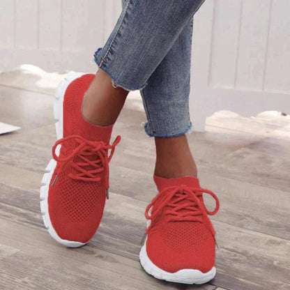 Women's Sneakers - Breathable Mesh - Shock-Absorbing Sole - Lace-Up Closure - Comfortable Fit