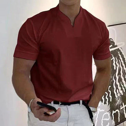 Men's T-shirt – Regular Fit – Soft Knit – Unique Neck Design – Short Sleeve