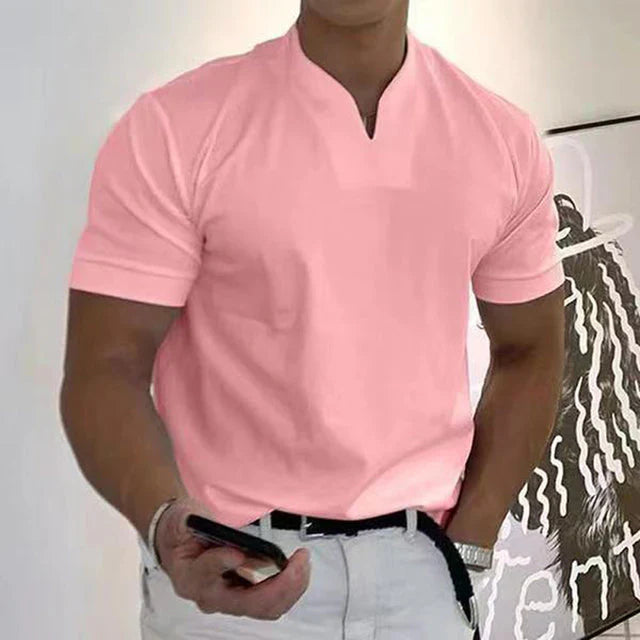Men's T-shirt – Regular Fit – Soft Knit – Unique Neck Design – Short Sleeve