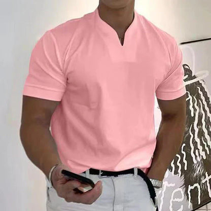 Men's T-shirt – Regular Fit – Soft Knit – Unique Neck Design – Short Sleeve