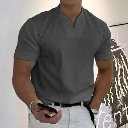 Men's T-shirt – Regular Fit – Soft Knit – Unique Neck Design – Short Sleeve