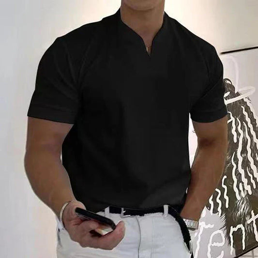 Men's T-shirt – Regular Fit – Soft Knit – Unique Neck Design – Short Sleeve