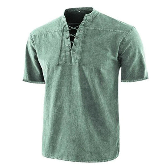 Men's Shirt – Relaxed Fit – Lace-up Closure – Short Sleeve – Breathable Design