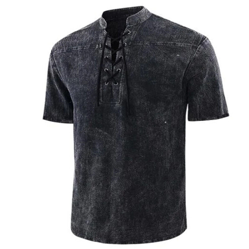 Men's Shirt – Relaxed Fit – Lace-up Closure – Short Sleeve – Breathable Design