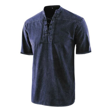 Men's Shirt – Relaxed Fit – Lace-up Closure – Short Sleeve – Breathable Design