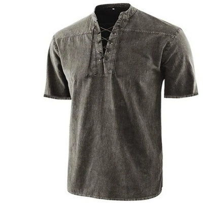 Men's Shirt – Relaxed Fit – Lace-up Closure – Short Sleeve – Breathable Design