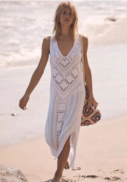 Women's Mesh Dress – Relaxed Fit – V-neck – Breathable Design – Midi Length