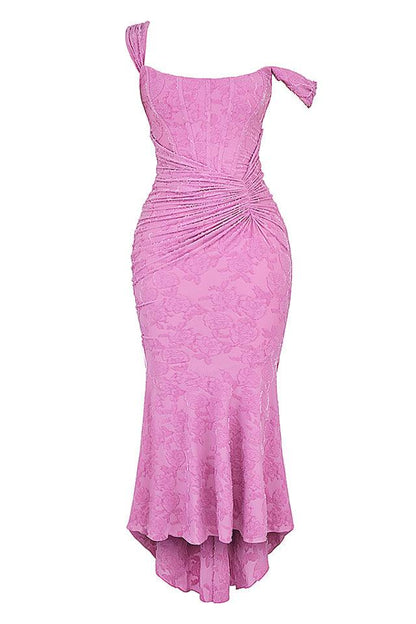 Women's Evening Dress - Figure-Hugging Mermaid Fit - Full Length - Elegant Lace