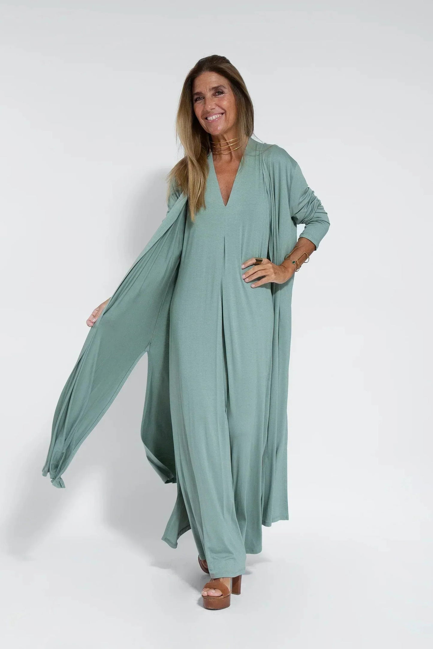 Women's Maxi Dress - Sleeveless V-neck - Light and Flowy Fit - Elegant Long Style