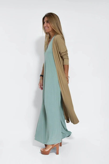 Women's Maxi Dress - Sleeveless V-neck - Light and Flowy Fit - Elegant Long Style