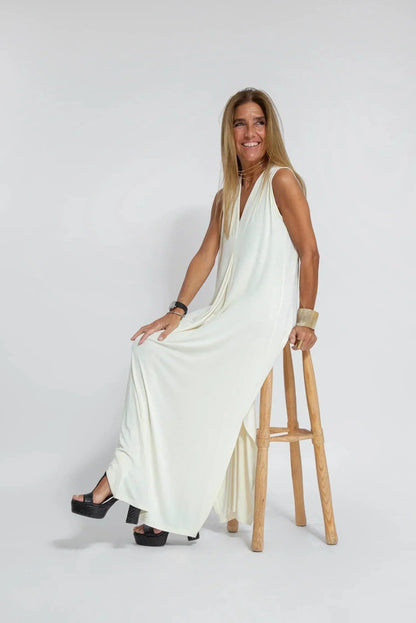 Women's Maxi Dress - Sleeveless V-neck - Light and Flowy Fit - Elegant Long Style