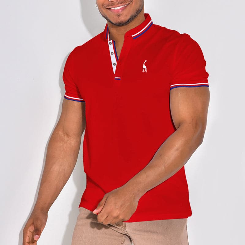 Rene - Elegant poloshirt med emblem og farveaccenter