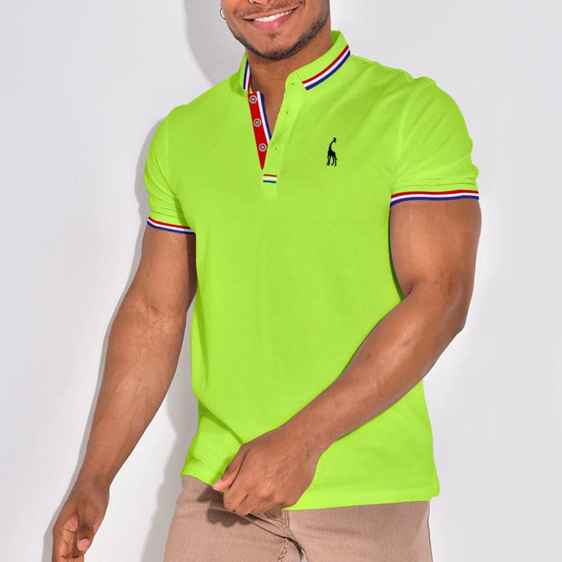 Rene - Elegant poloshirt med emblem og farveaccenter