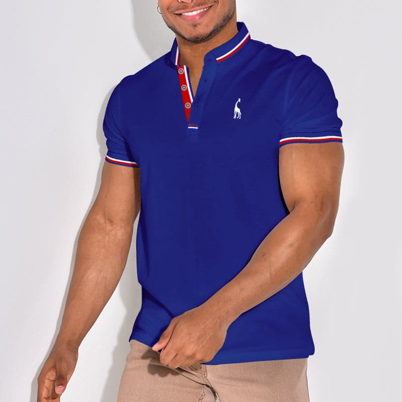 Rene - Elegant poloshirt med emblem og farveaccenter