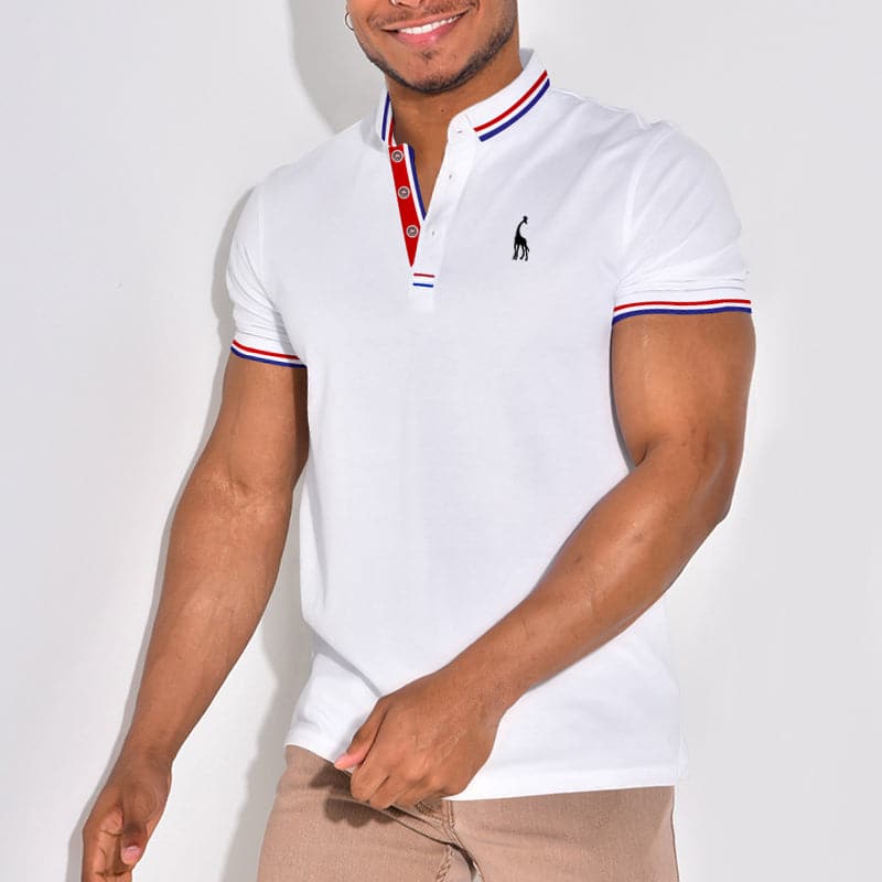 Rene - Elegant poloshirt med emblem og farveaccenter