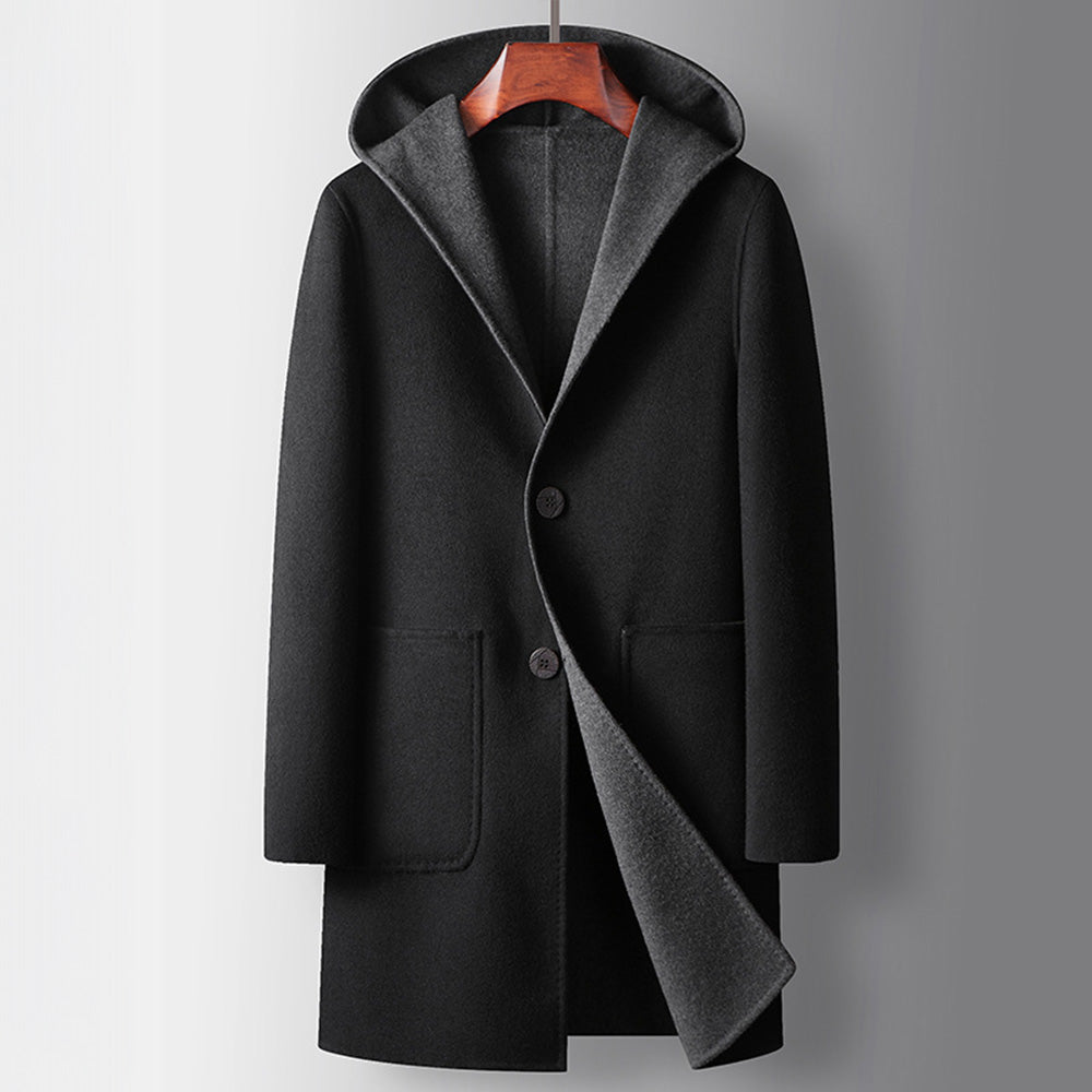Arthur Wool-Blend Hooded Coat | Reversible Button Front Coat