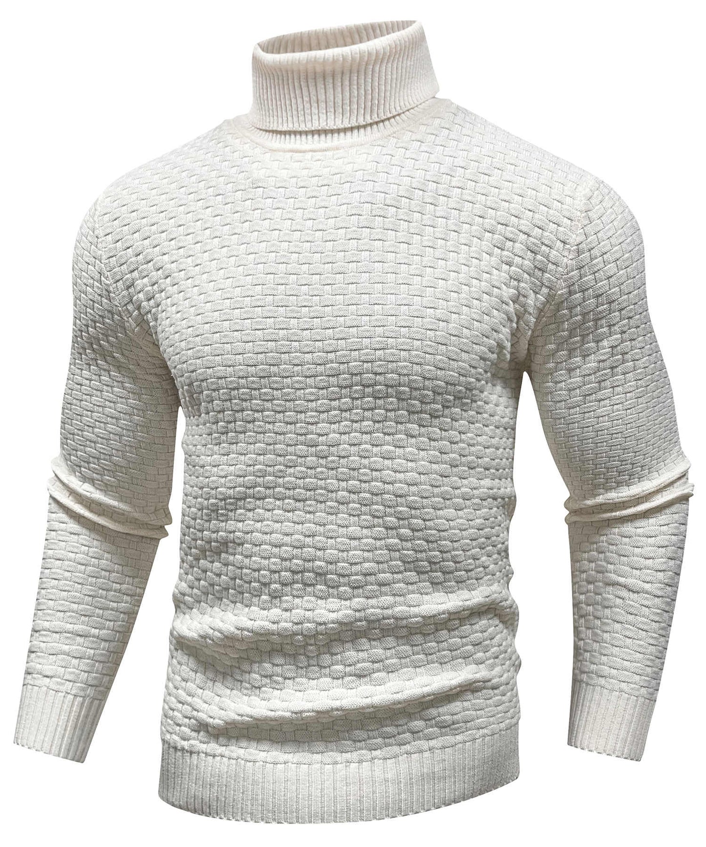 Arthur Slim Fit Turtleneck Sweater | Geometric Pattern Long Sleeve Sweater