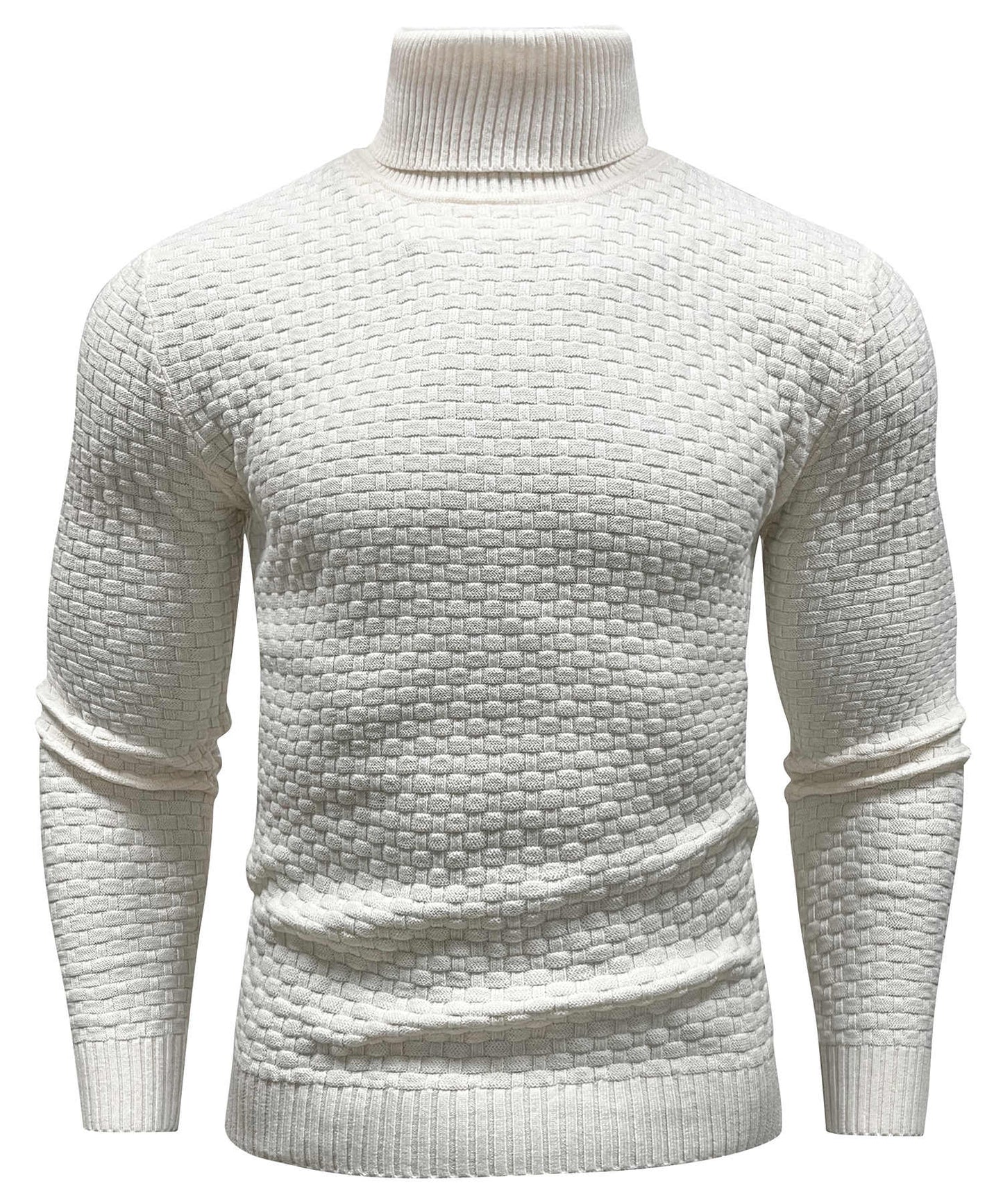 Arthur Slim Fit Turtleneck Sweater | Geometric Pattern Long Sleeve Sweater