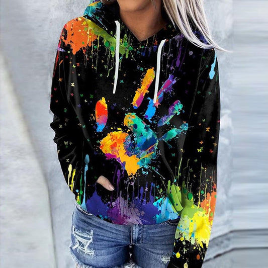 Women's Hoodie – Relaxed Fit – Artistic Print – Soft Cotton Feel – Kangaroo Pocket
