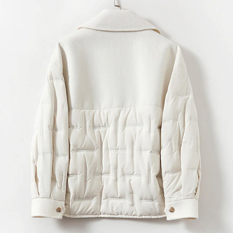 Isla Wool-Blend Quilted Double-Breasted Jacket | Flap Pockets Strap Details Jacket