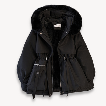 Women’s Parka Jacket - Faux Fur Lining - Removable Hood - Adjustable Fit