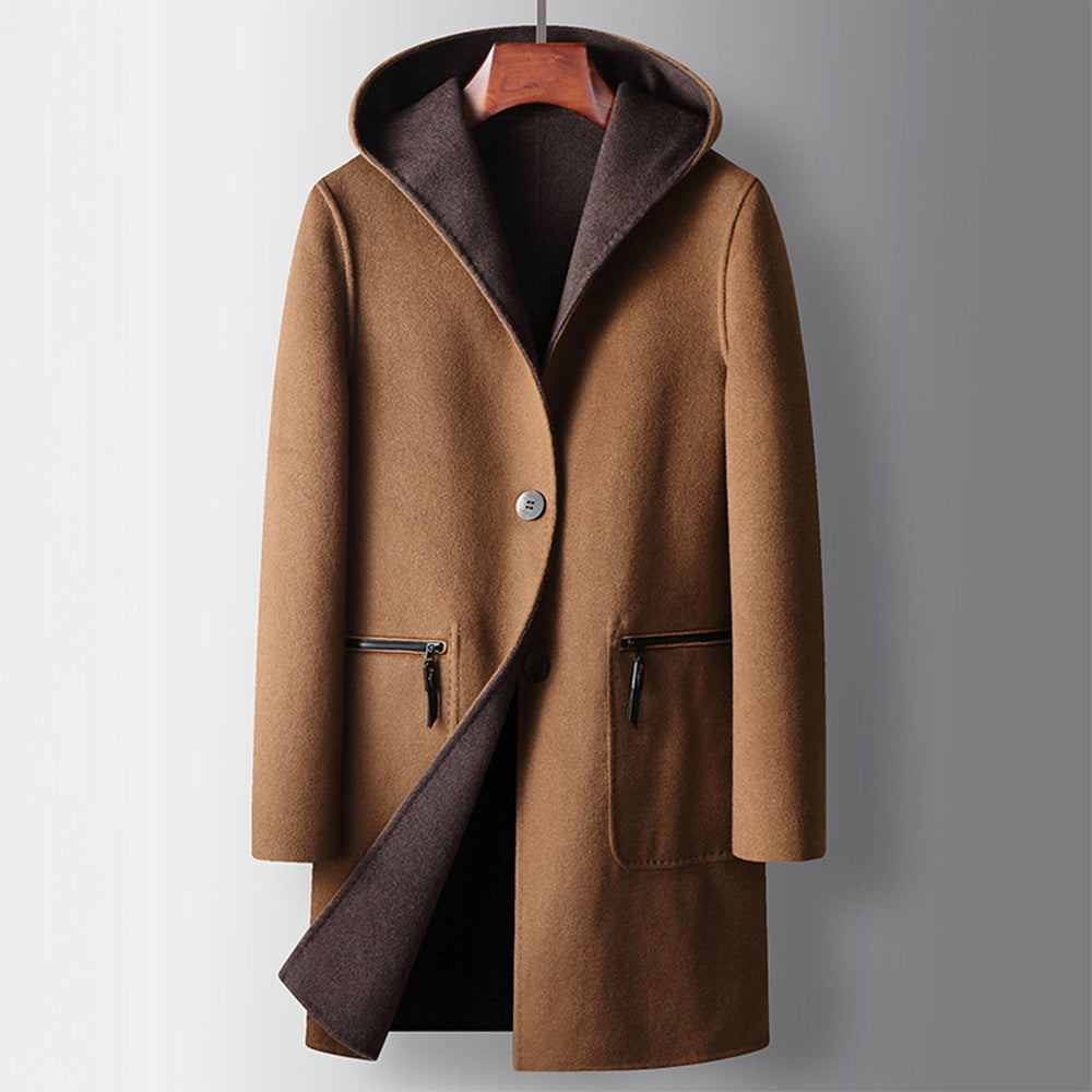 Arthur Wool-Blend Hooded Coat | Reversible Button Front Coat
